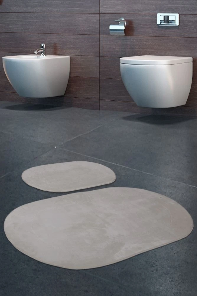 Banyo Paspas Takımı 2'li Krem 60x100 50x60 cm