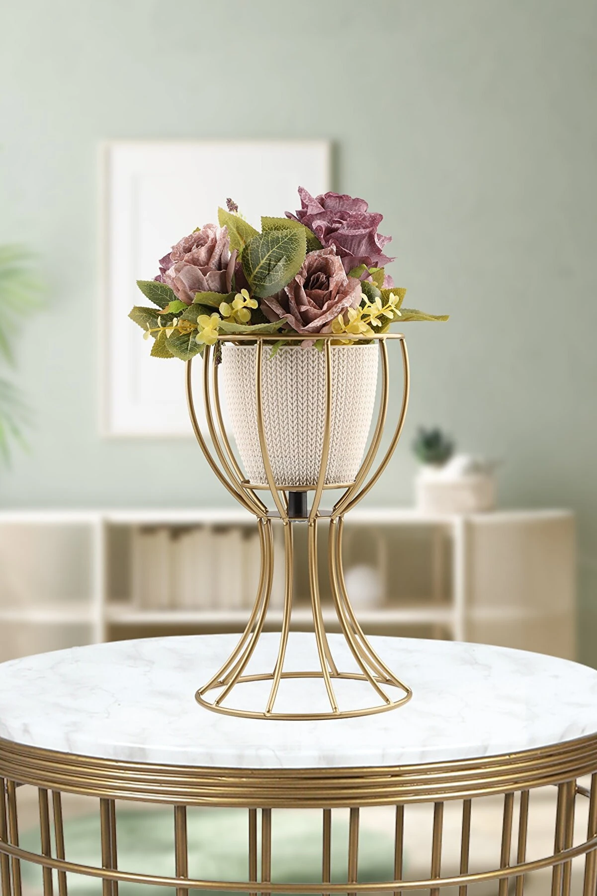 Saksılık Anafor Eskitme- Krem Saksı