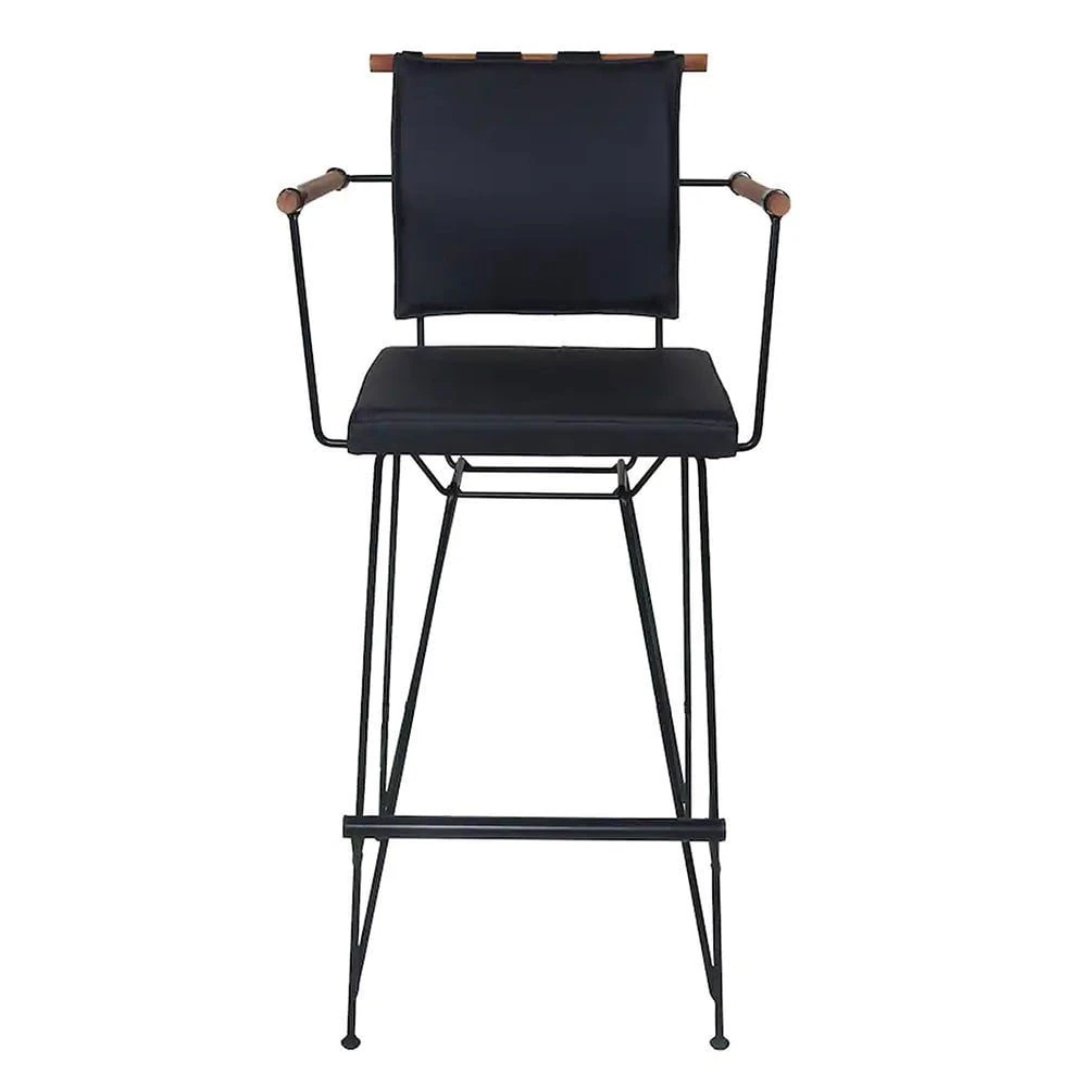Penyez Bar Sandalye Siyah-Siyah Minder Ahşap Kollu