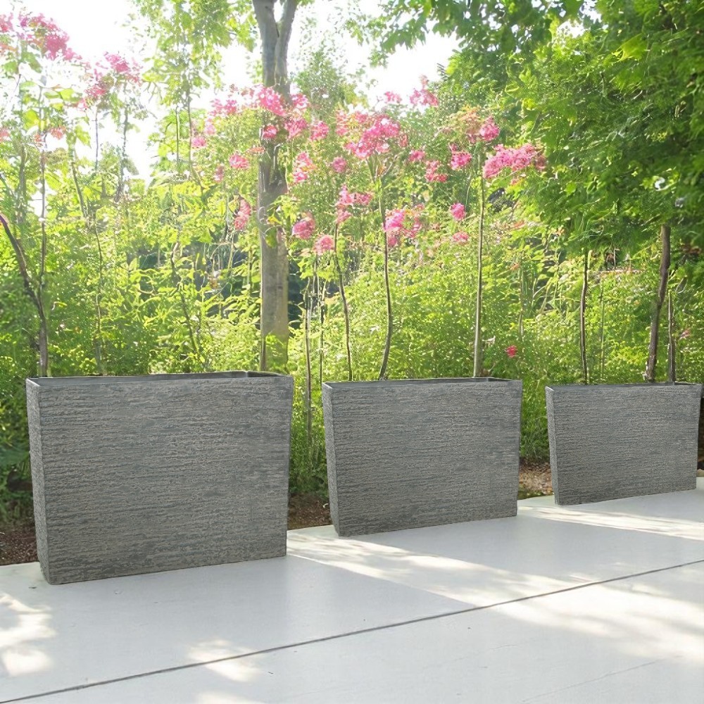 Cobblestone Saksı Dikdörtgn Gri Y56-51-45cm 3lüSet