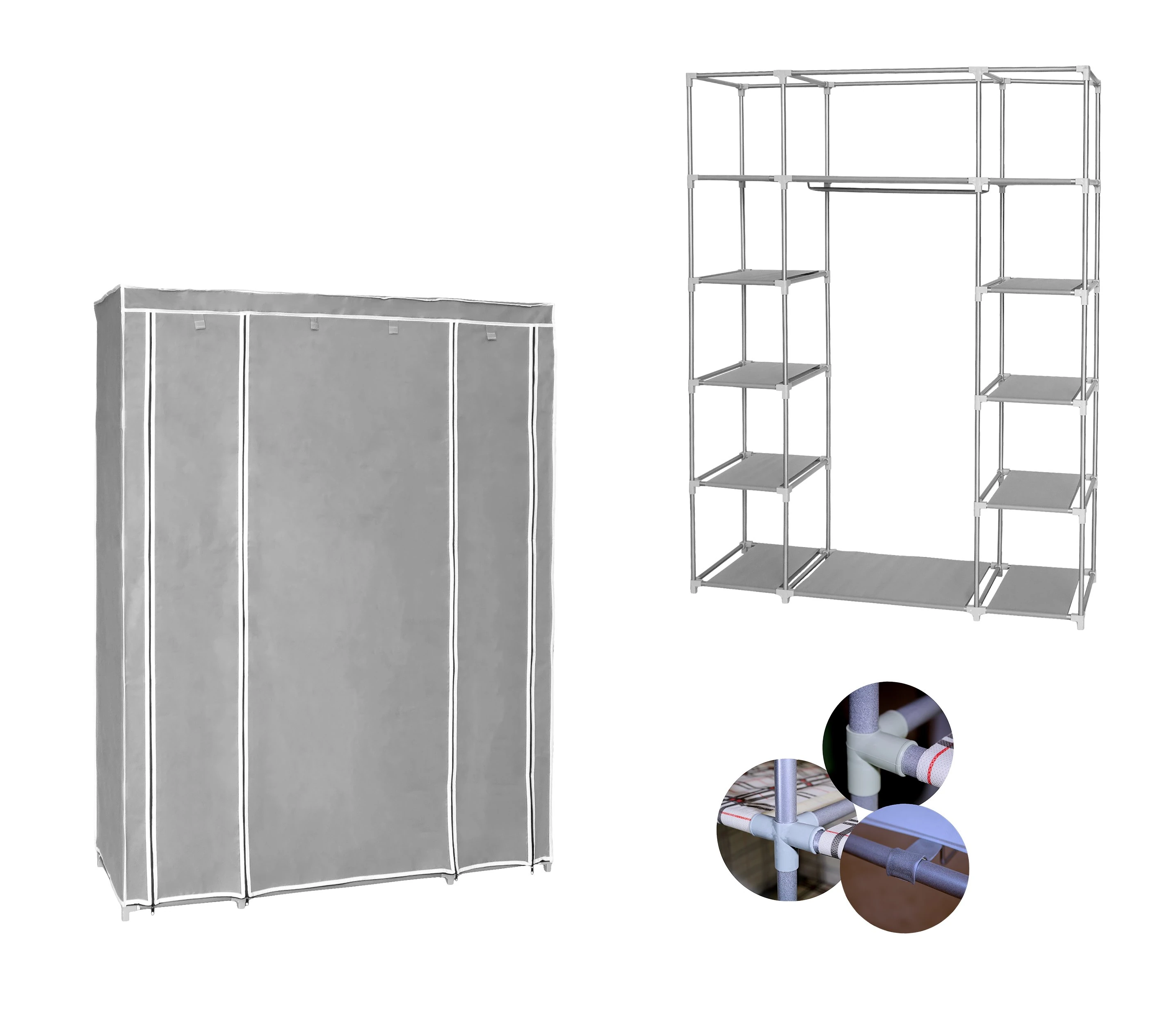 Bez Dolap 12 Göz Gri Ruba 130x162cm