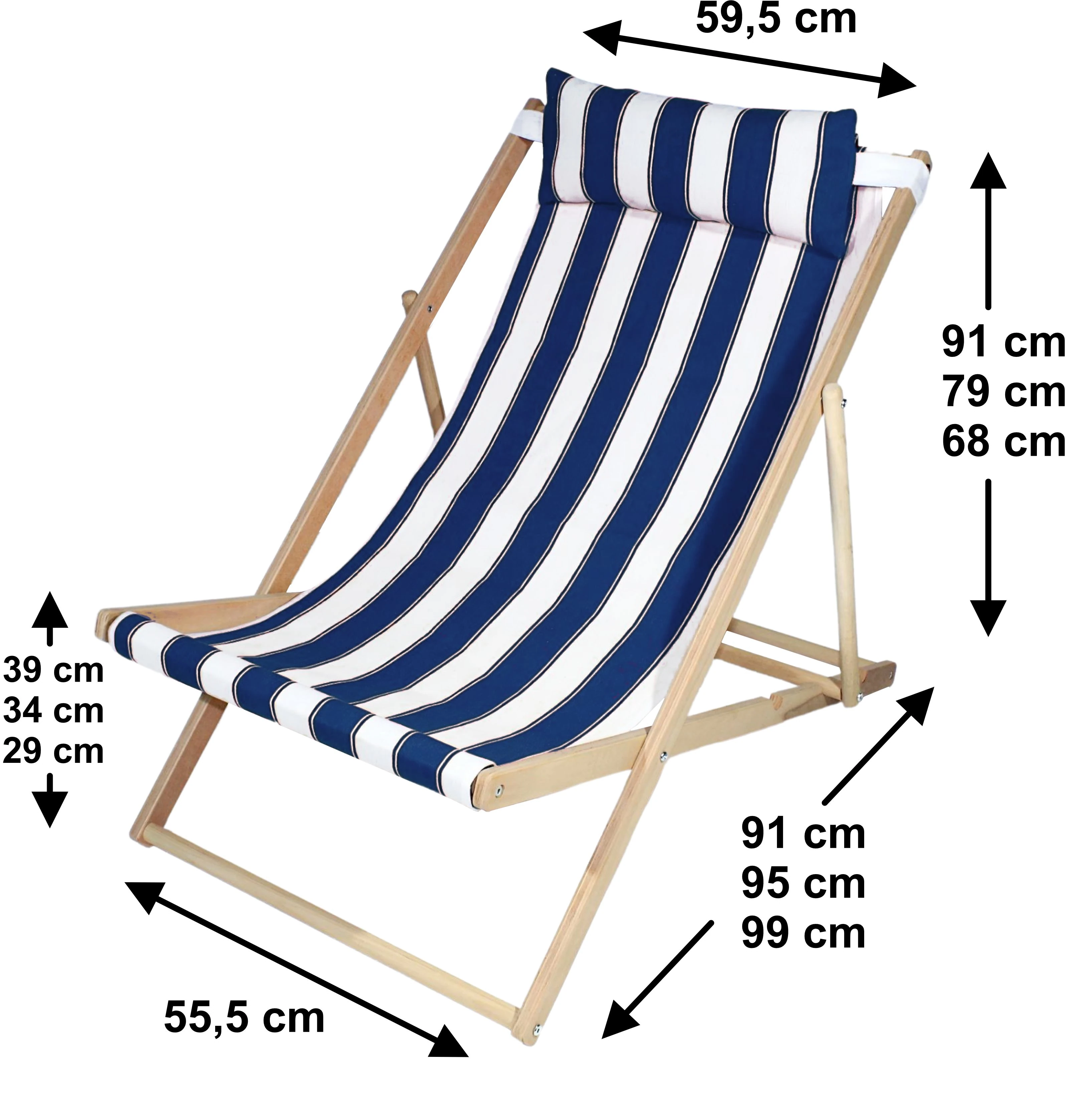 Ahşap Katlanır Sandalye Mavi Beyaz