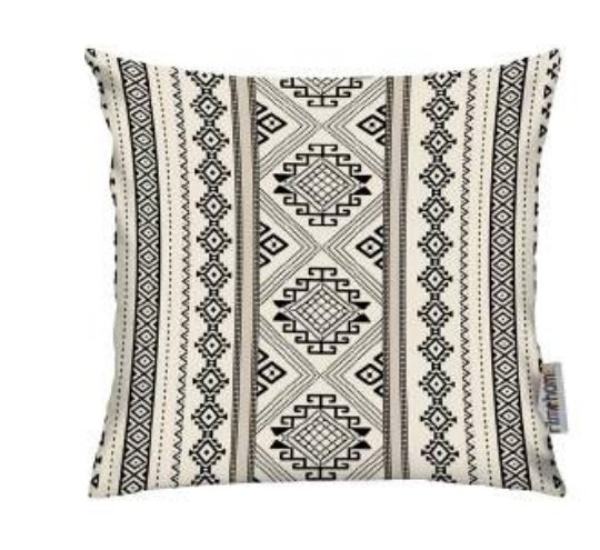 Kırlent Kılıfı İsk. Etn Desen Krem-Siyah 43x43cm