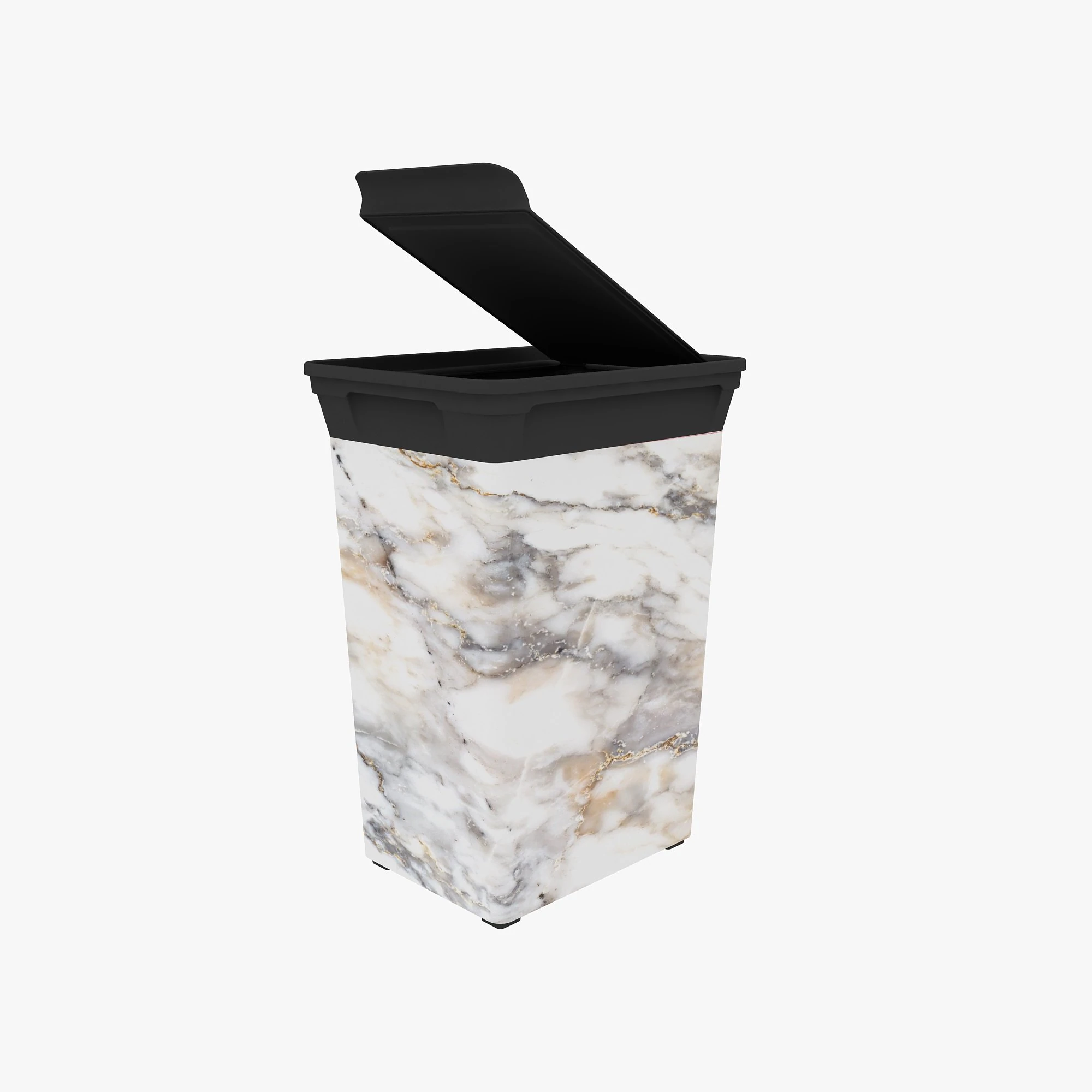 ÇOP KOVASI Q-TRUSH BIN BLACK MARBLE 40LT