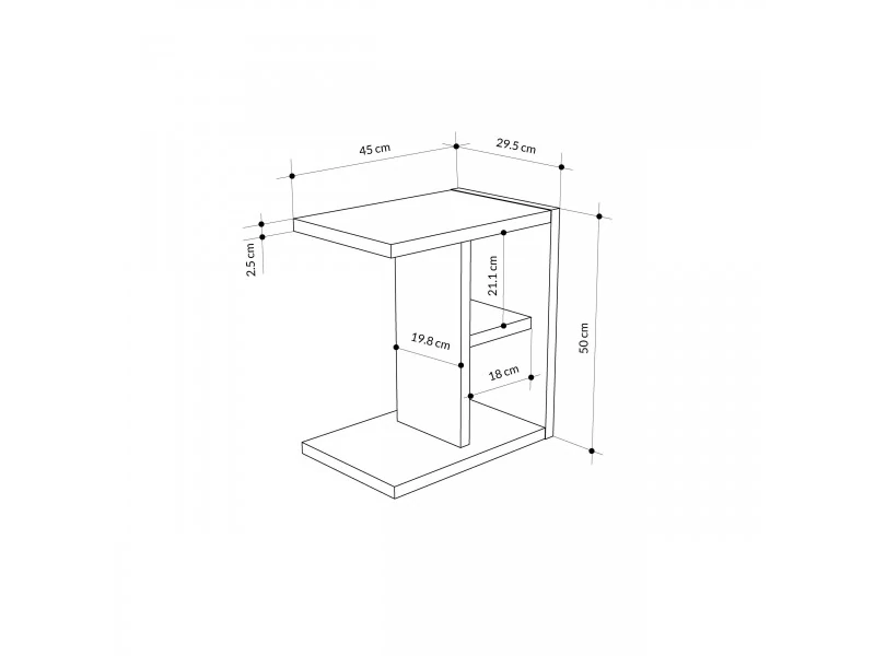 Yan Sehpa Komoti Antrasit-Beyaz 50*45*29cm