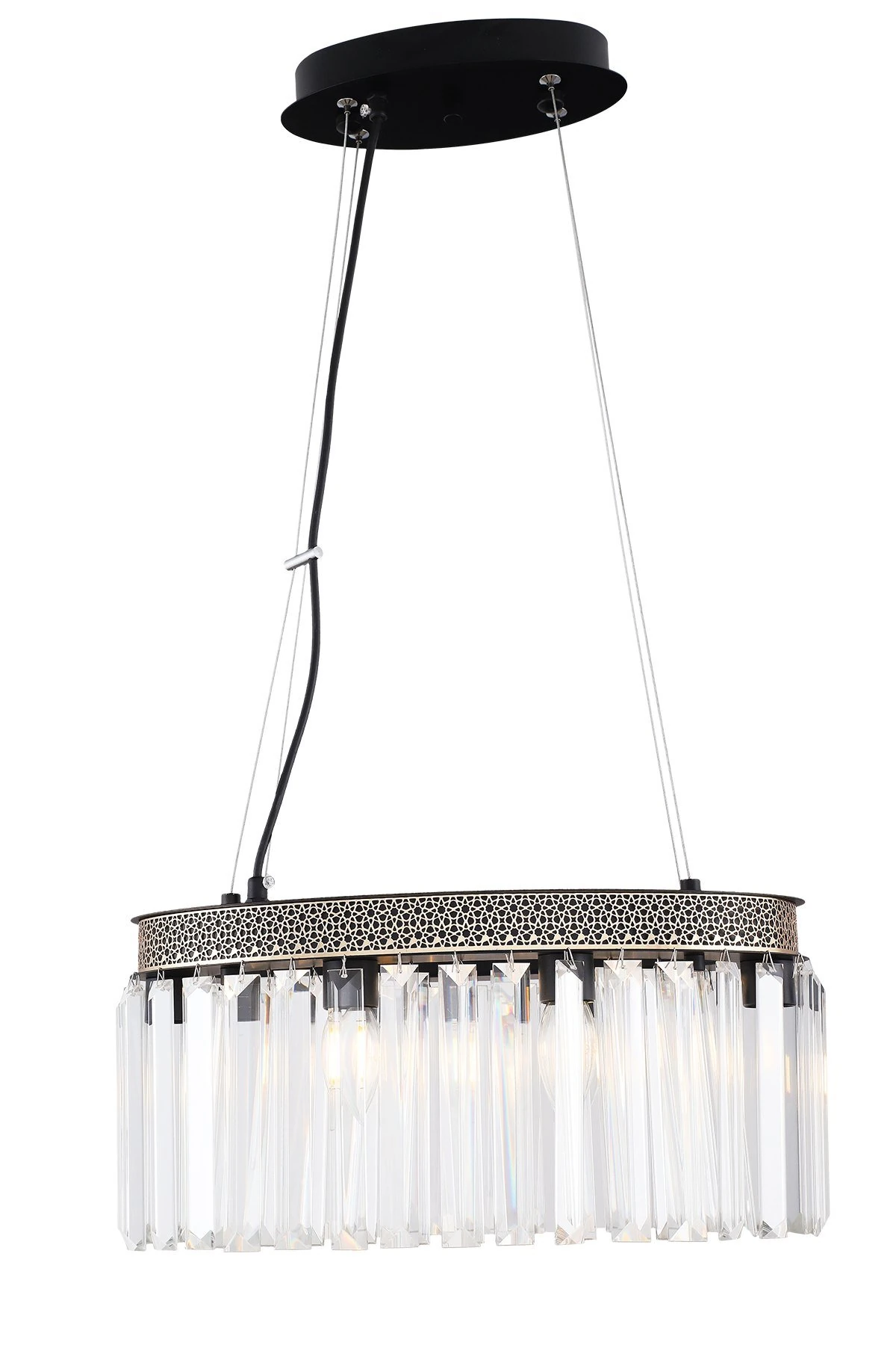 Altemura Avize Elips Taşlı Siyah