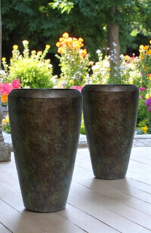 Patina Saksı Konik Gri Y86-70cm 2'li Set