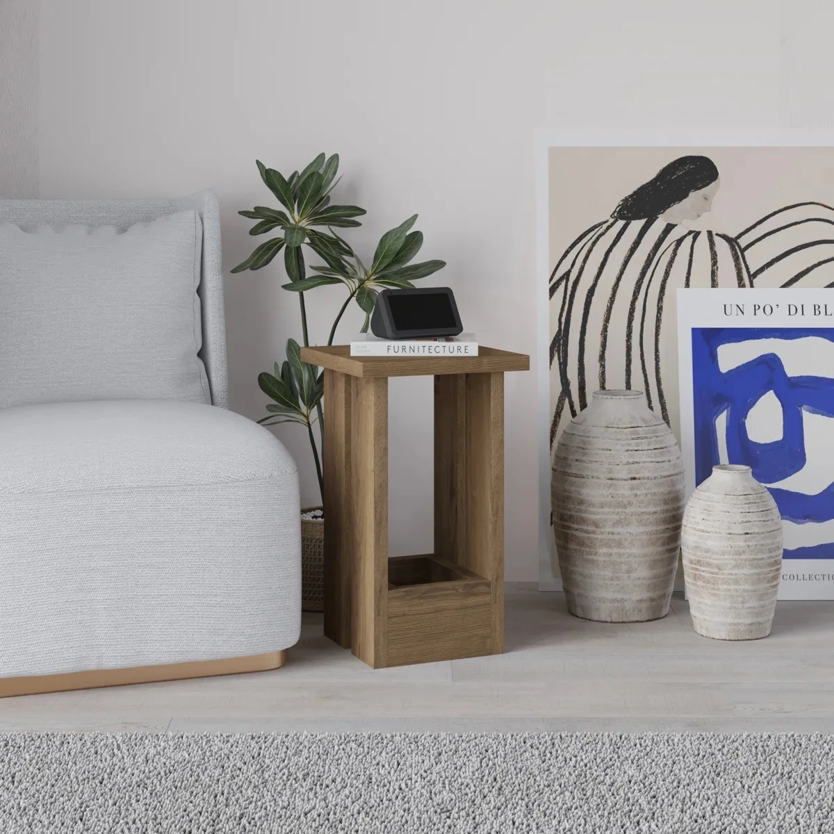 Yan Sehpa Tasos Açık Ahşap 50*30*30cm