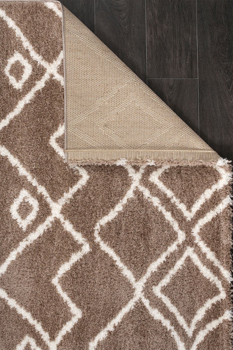 Puffy Yumuşak Dokulu Shaggy Kahve Krem 80X150