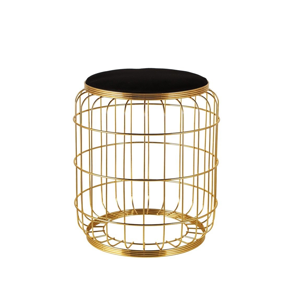 Puf Metal Camellia  Gold-Siyah