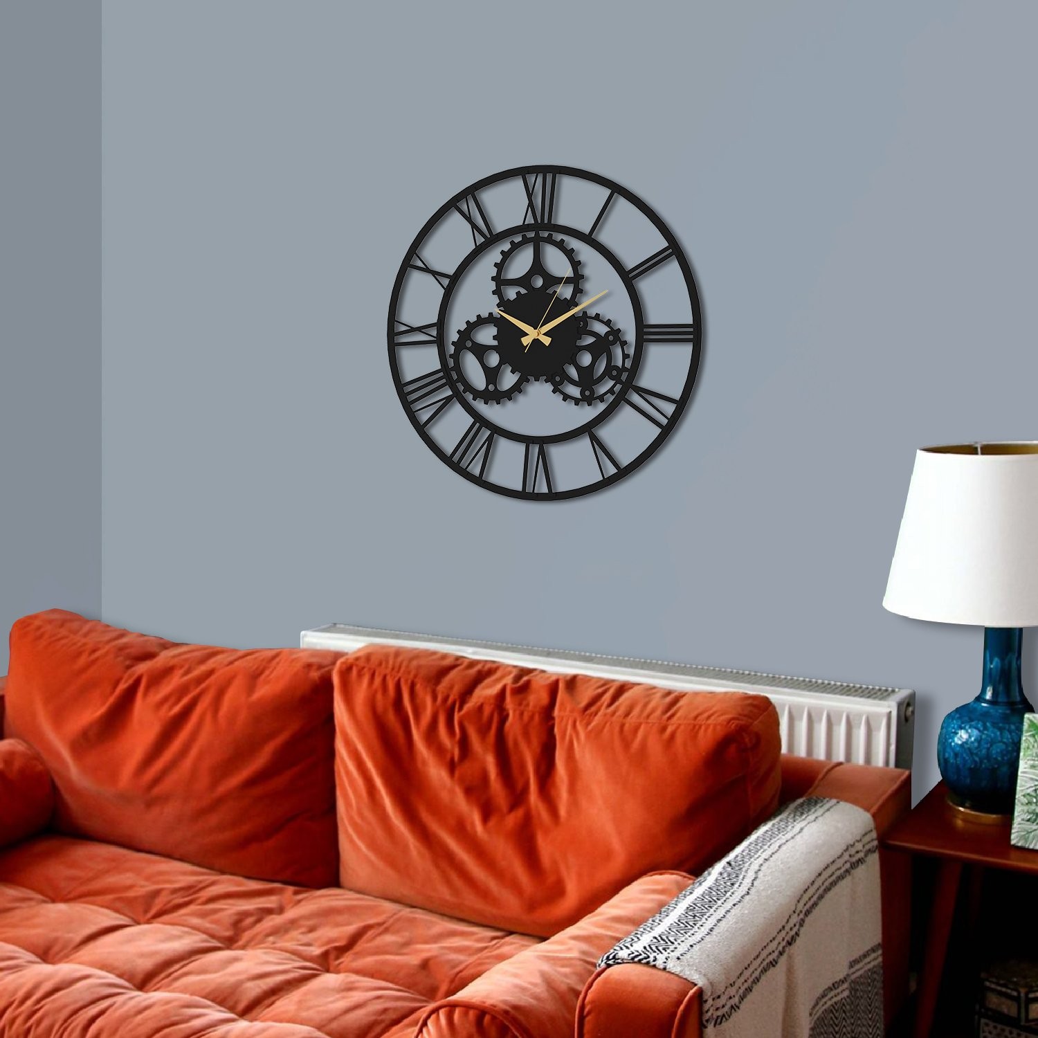 Gearwheel Metal Duvar Saati Siyah 49*49cm