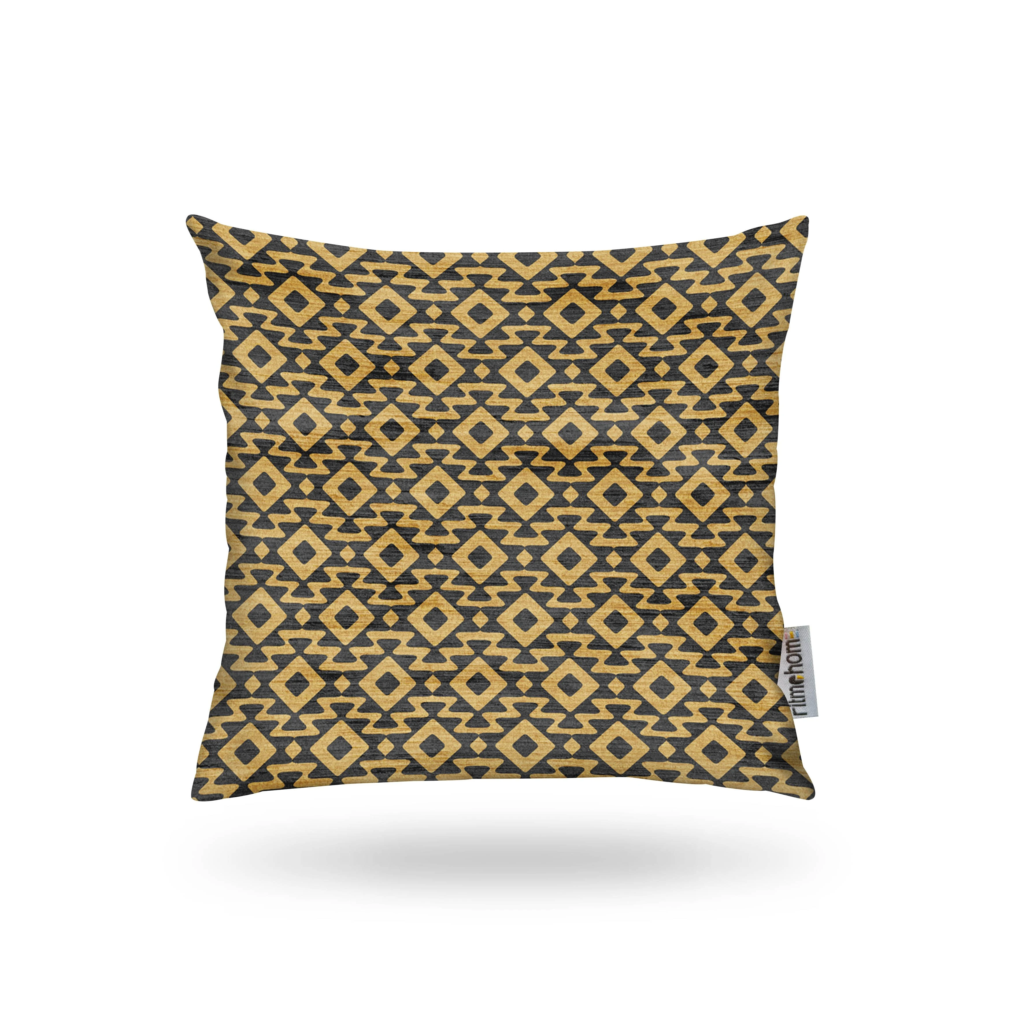 Kırlent Kılıfı Etn Desen Altın-Siyah 43x43cm