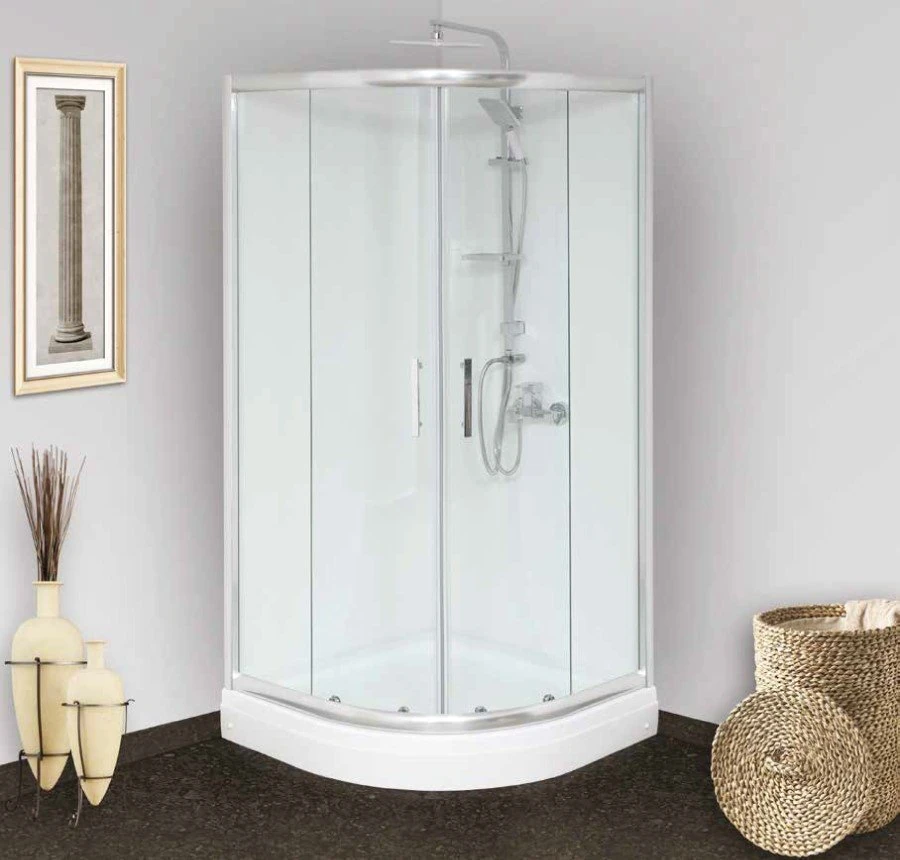 DuşKabin Oval 90*90*190cm4mmD.ŞeritDesenT.CamKrom