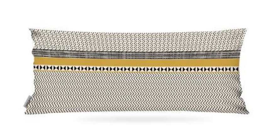 Uzun Yastık İsk. Etn Desen Krem-Siyah 40x100cm