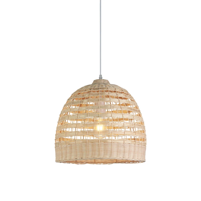 Avize Sarkıt Sık Dokulu Rattan Tekli Natural Ø40cm