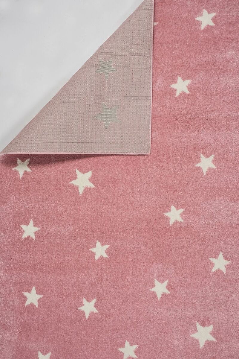 Küçük Yıldızlı Halı Pembe 80x150