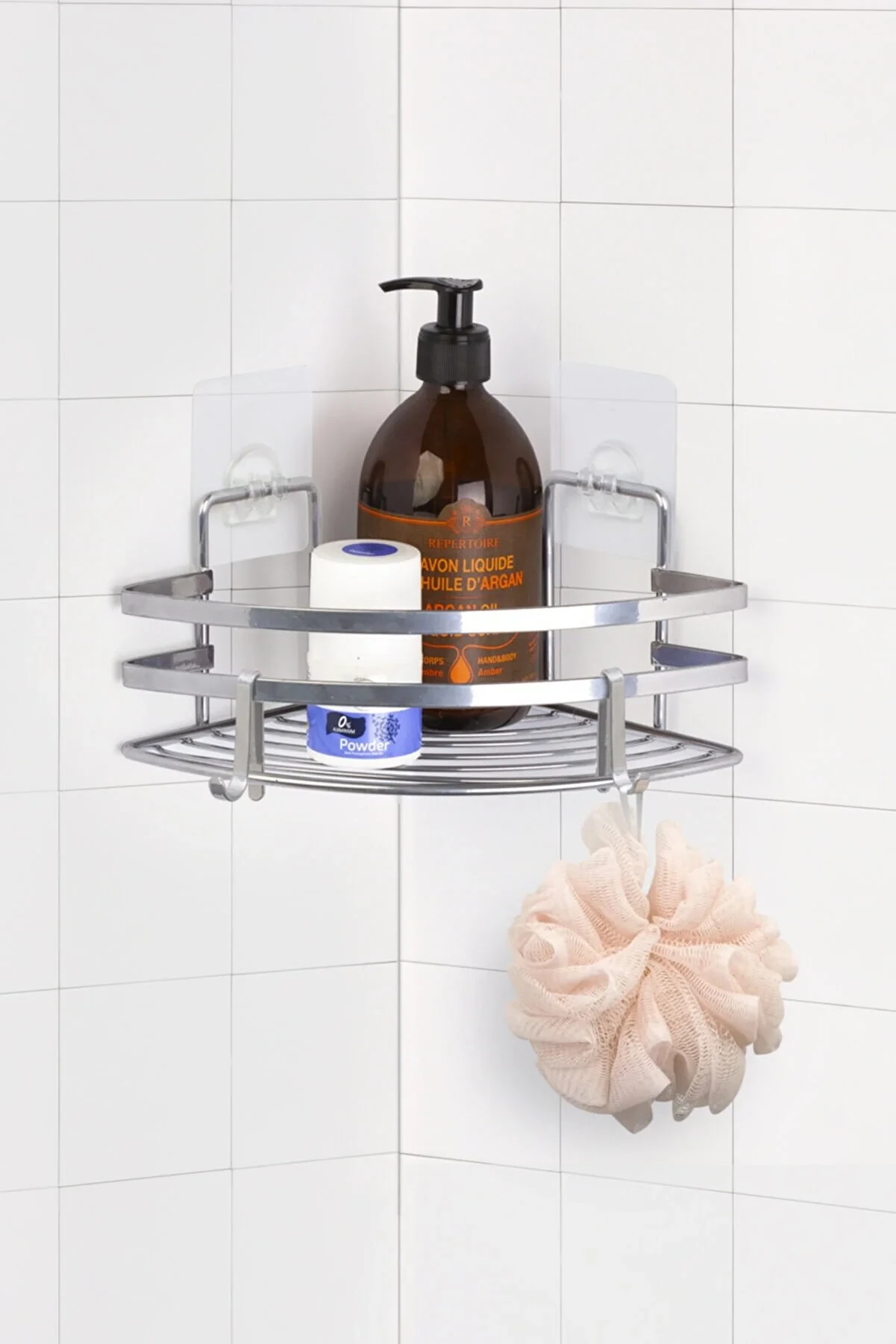 Banyo Köşe Raf Lamalı Tek Katlı 18cm Krom Eko