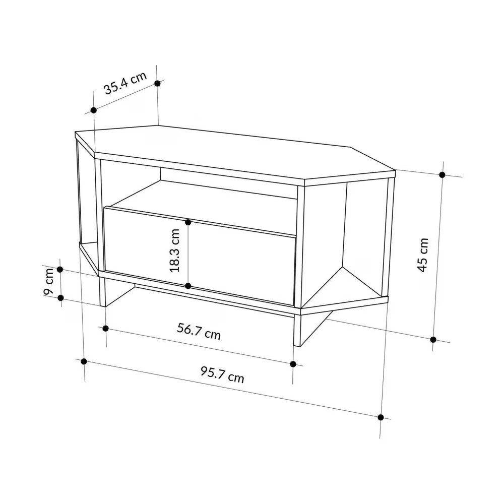 TV Sehpası Köşe Ahsap Kahve 98.7*45*35cm