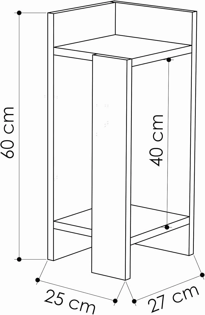 Komodin Elos Sağ Modül Retro Gri-Antik Beyaz 60*27