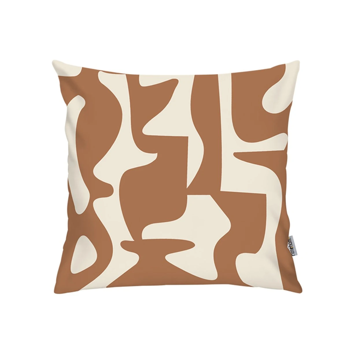 Kırlent Kılıfı Baskılı Krem Kahve Desen 43x43