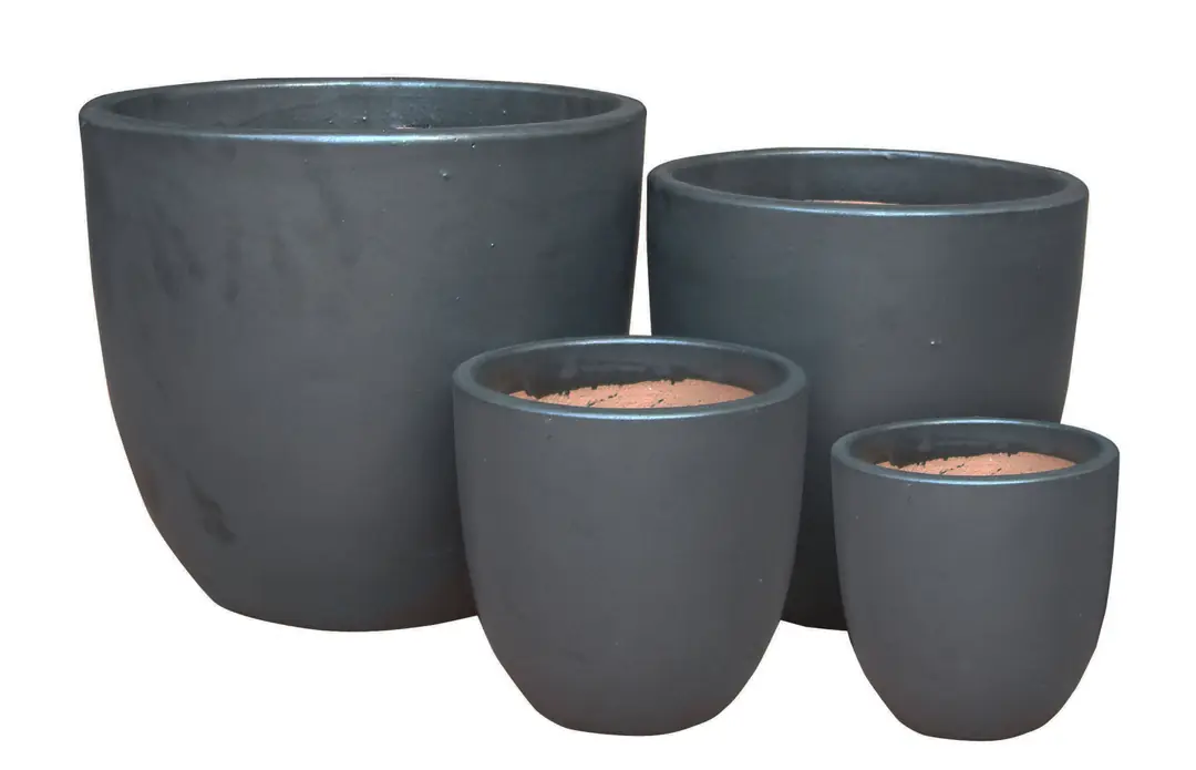 Pot Soil Set of 4 Matte Black Ø48-38-29-22cm