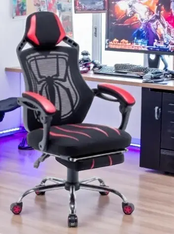 Gaming Chair Chrome Leg Spider Red Black
