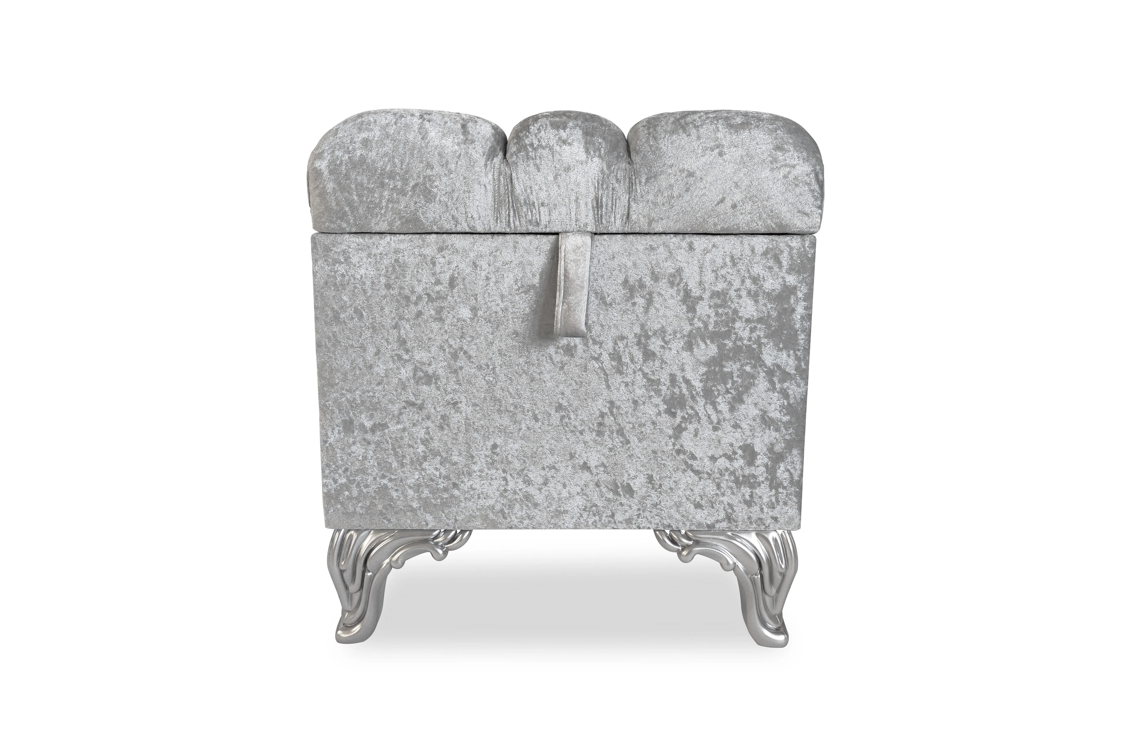 Puf Sandıklı  Kapitoneli 40x40 Kadife Gri