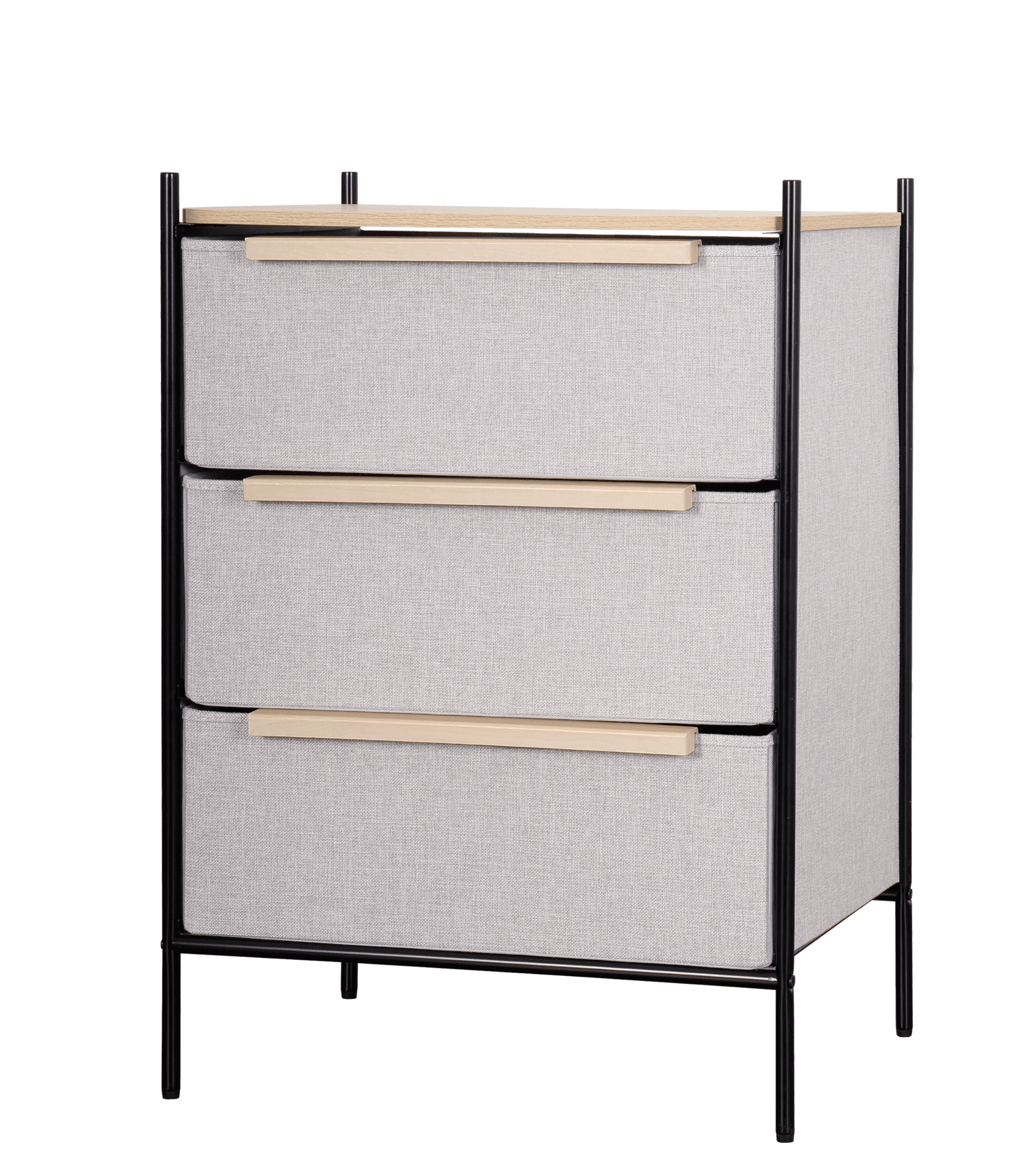 Komodin 3 Çekmeceli Tekstil Metal Gri 57x40x79cm