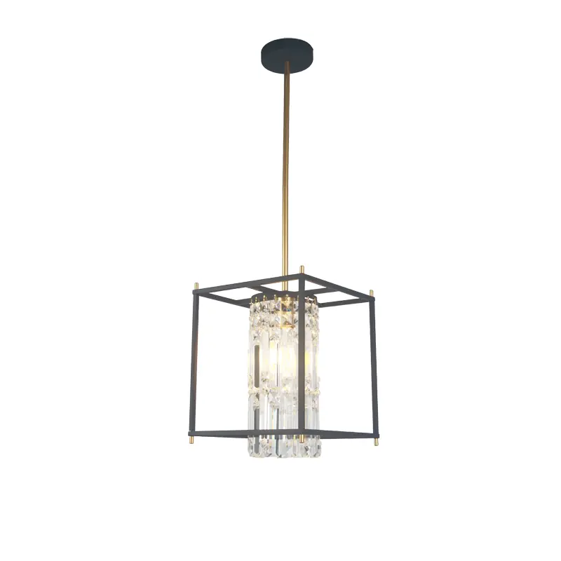Chandelier Pendant Lamp Single Metal Crystal Black Gold Small