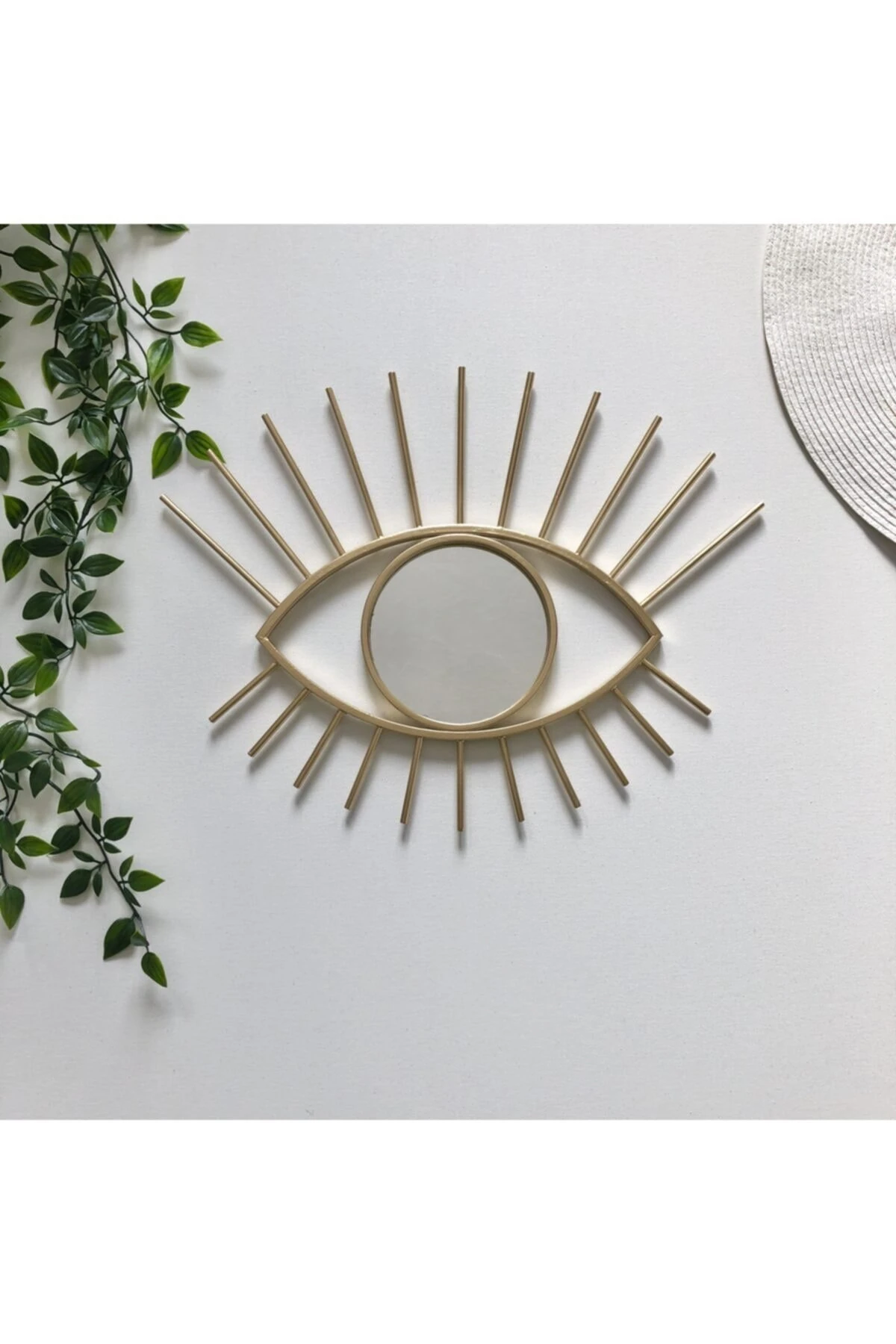 Ayna Rattan Göz 40x40 cm Gold