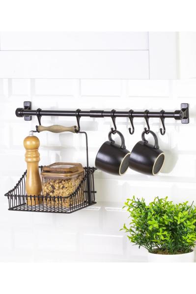 Mutfak Duvar Askısı 6'lı Sepetli