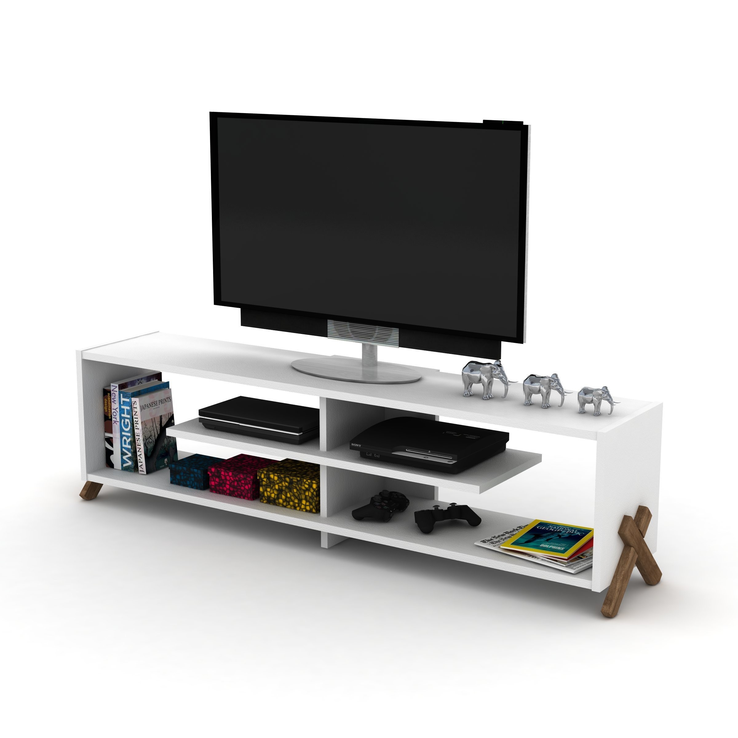 TV Ünitesi Kipp Ceviz-Beyaz