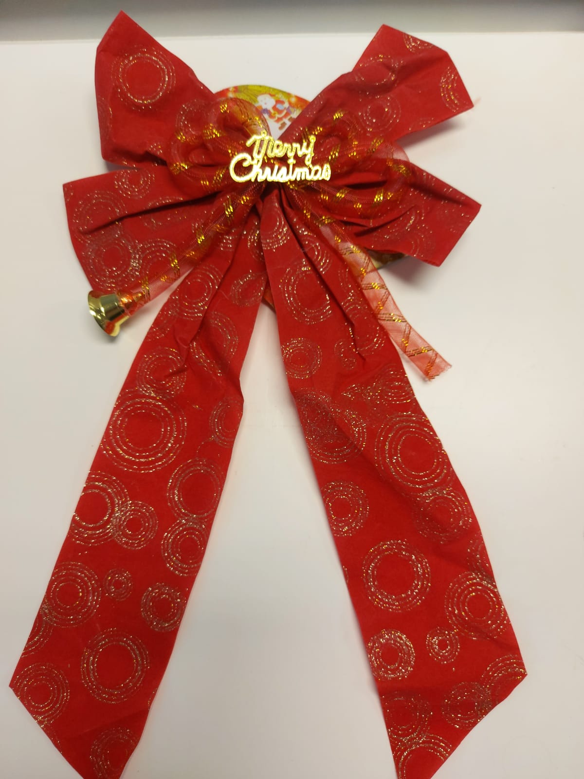 Yılbaşı Kapı Süsü Kurdele 60cm Kırmızı-Altın