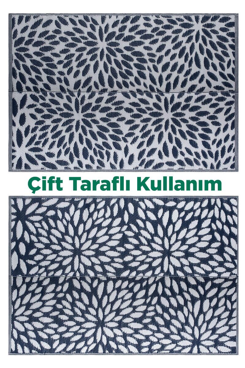 Savana Plaj-Piknik HasırMatMaviBeyazDesen120x180