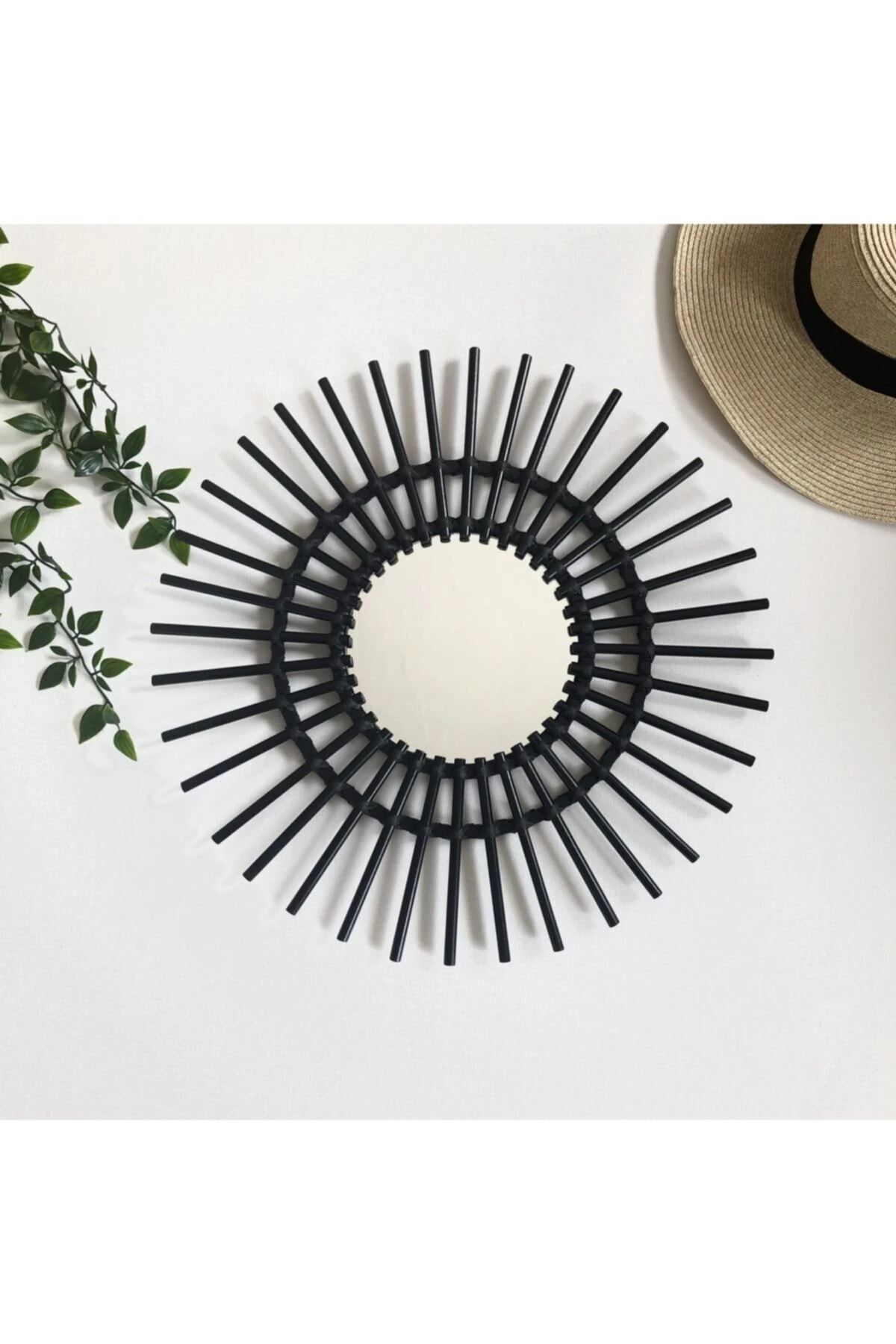 Ayna Rattan Siyah 45x45 cm Siyah