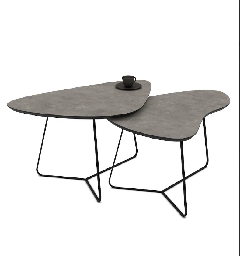 Orta Sehpa Tussey 2'li Retro Stone K.Gri