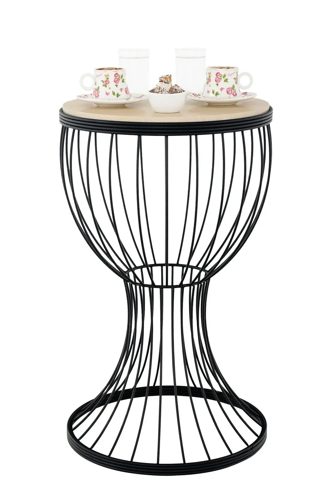 Aldora Side Table Black-Wood Akça