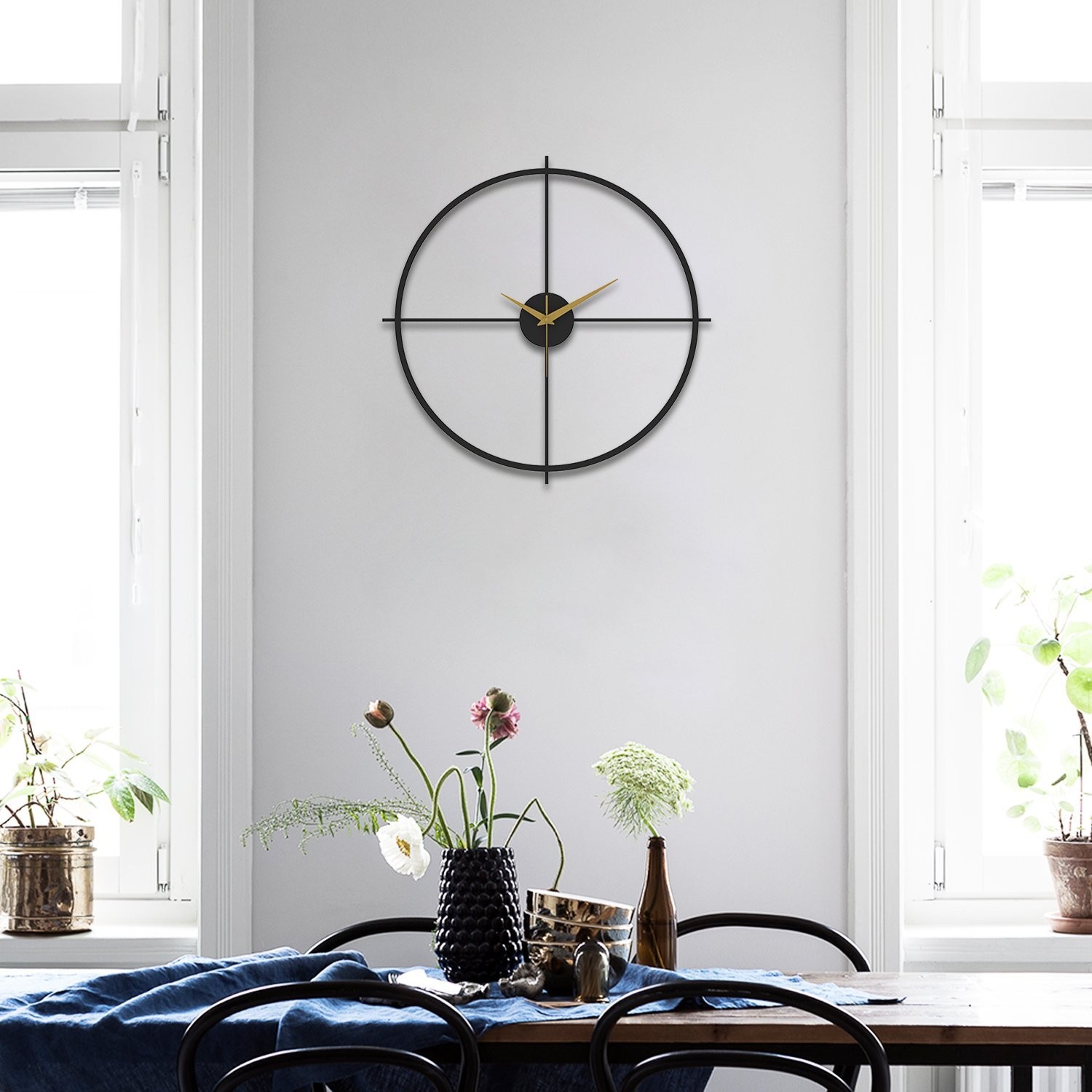 Arcadia Metal Duvar Saati Siyah 49*49cm