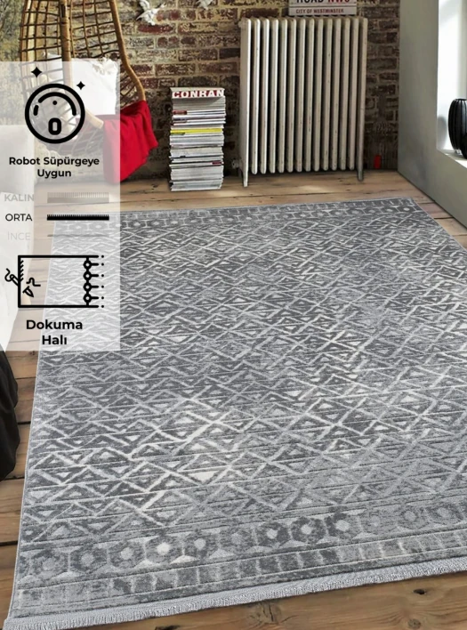 Notta Modern Dokuma Halı Gri Bej 120x170