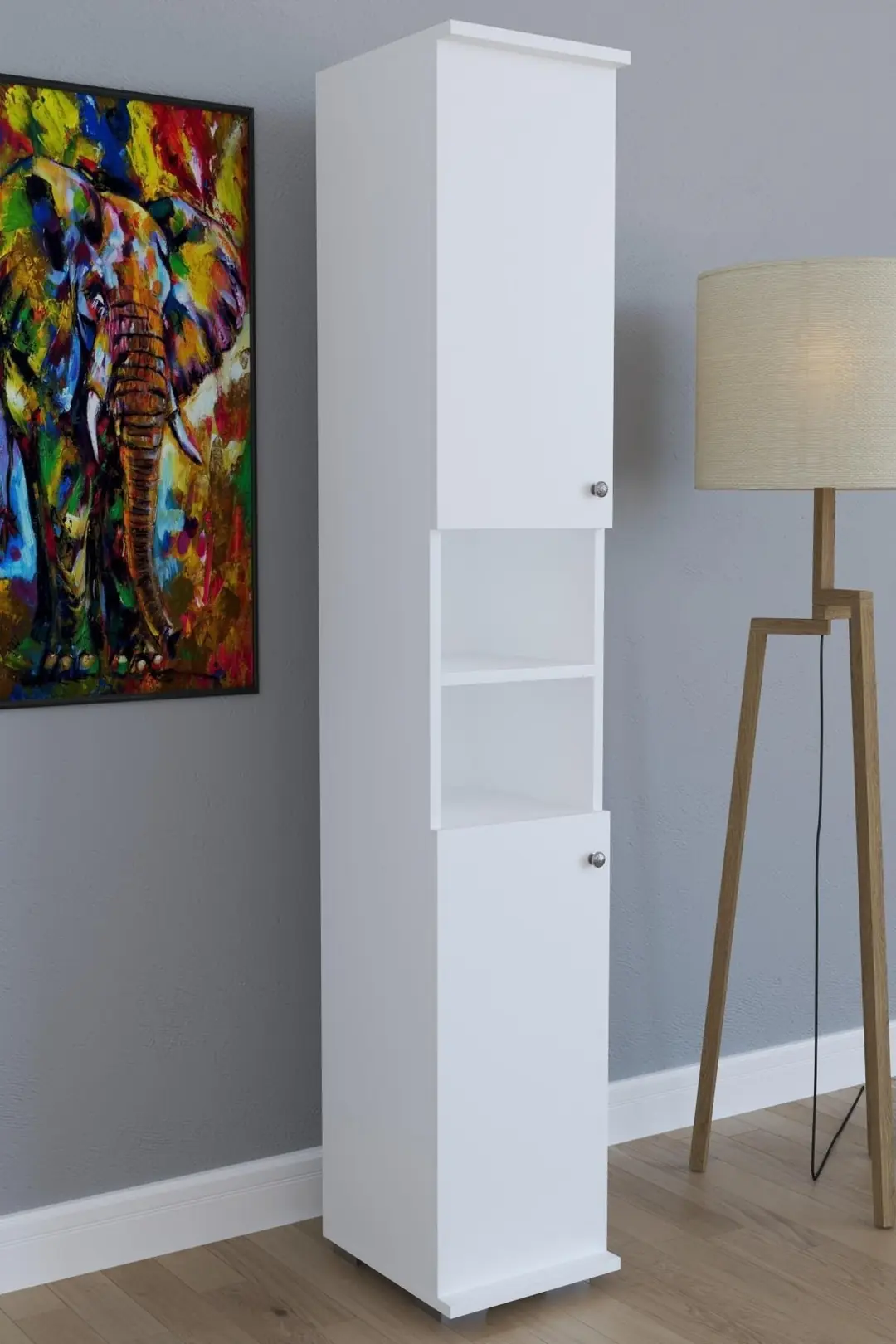Wooden multi-purpose Efes 8-Shelf Cabinet 30x35x177cm Be