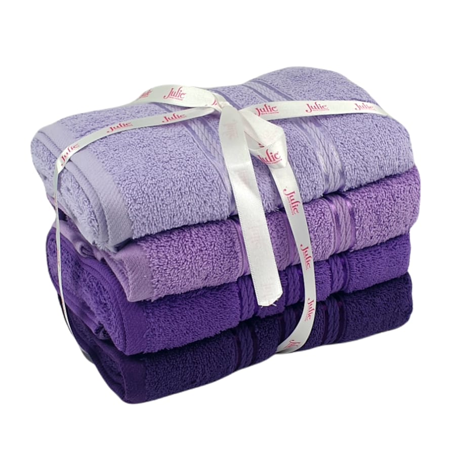El Ve Yüz Havlusu Julie Liza 4'lü Mor 50x90 cm