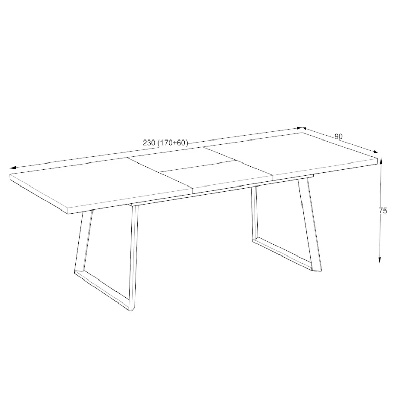 Masa Lavinya Retro Taş Desen Gri 170*60cm