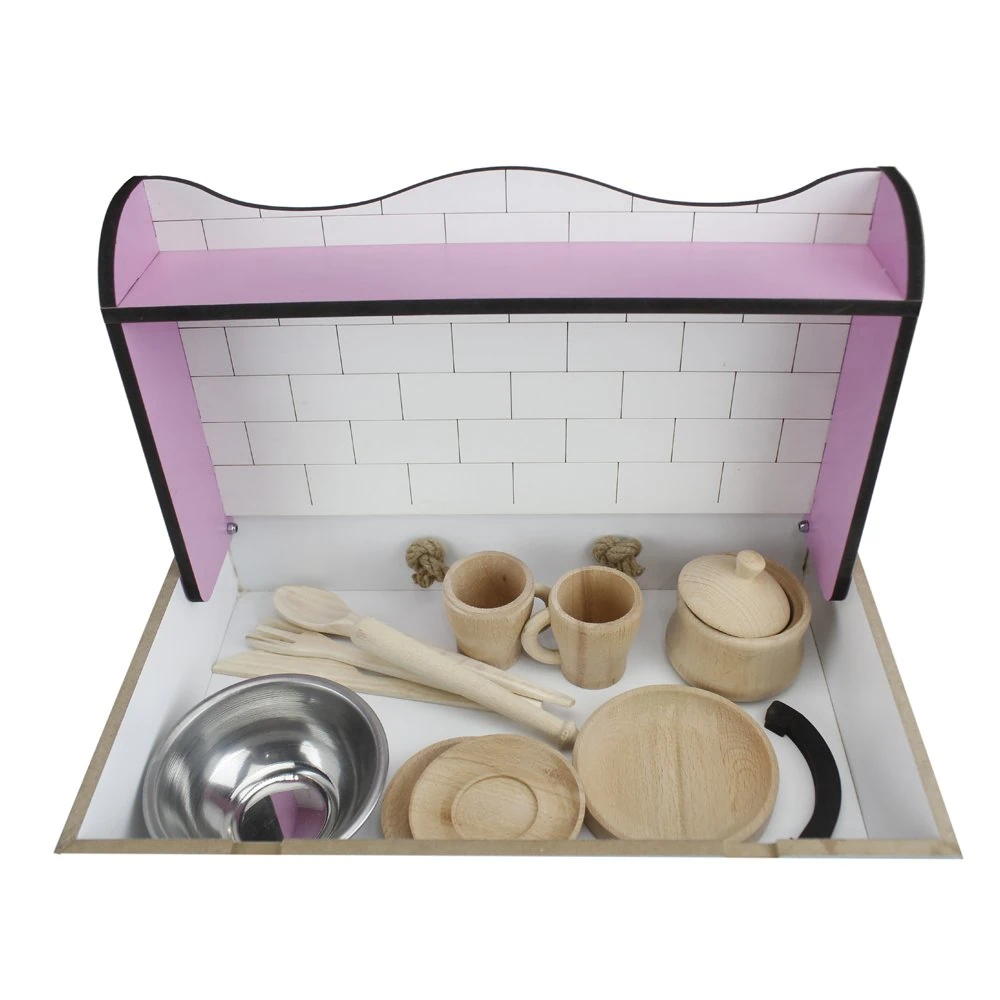 Ahşap Çocuk Masaüstü Mutfağı Eşyalı 39*29*25cm