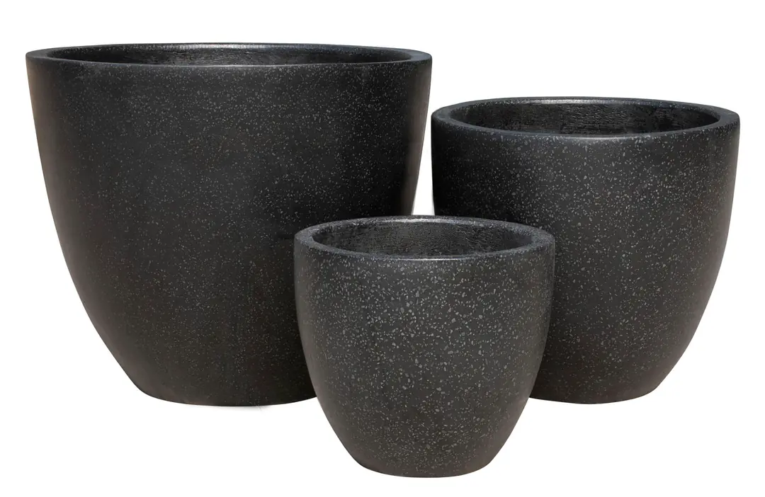 Flower Pot Oval Set of 3 Black Ø50-37-25cm