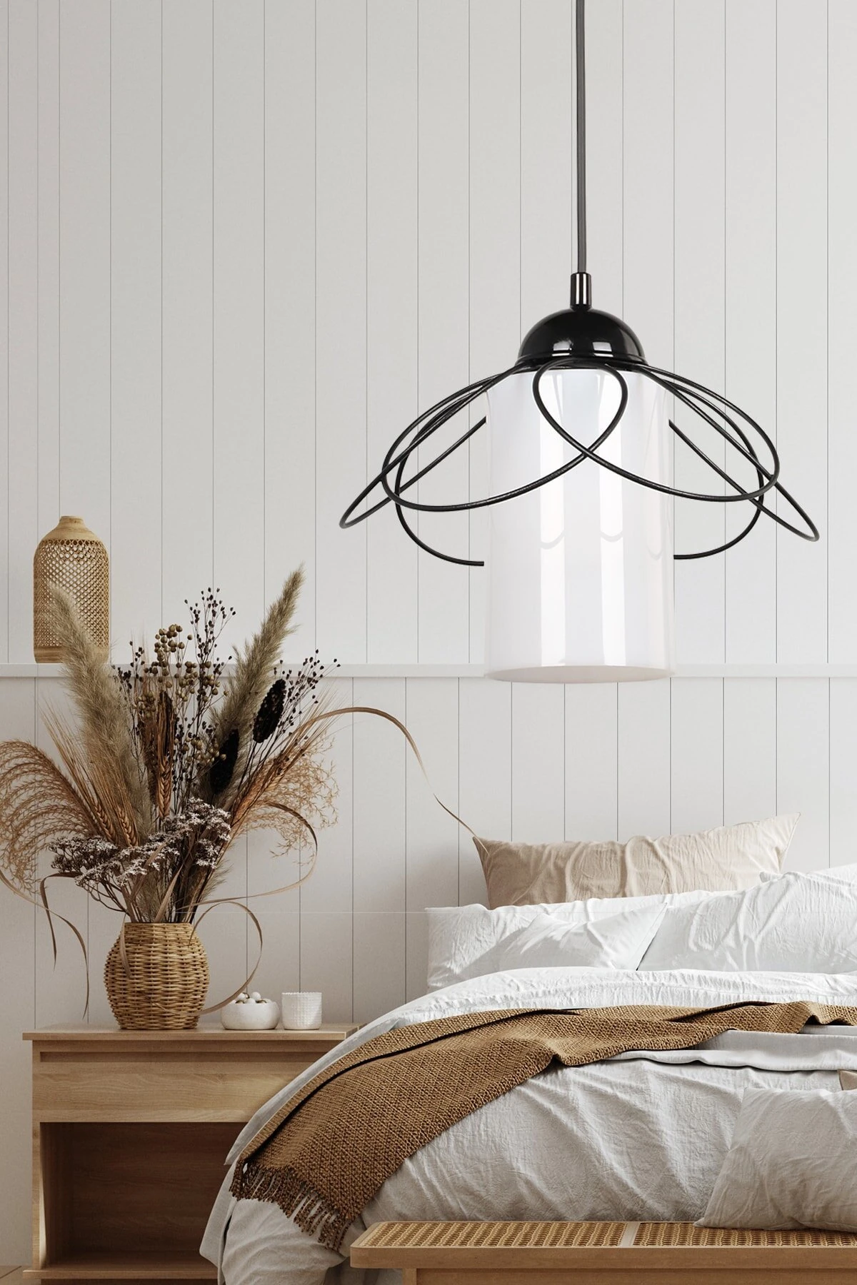 Mango Avize Tekli Siyah-Akrilik Beyaz