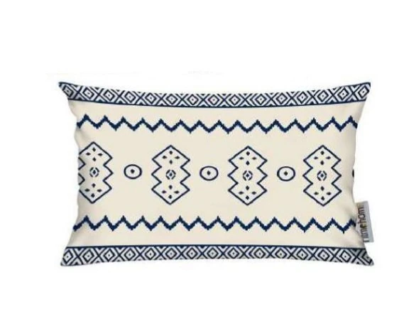 Kırlent Kılıfı İsk. Etn Desen Mavi-Krem 35x50cm