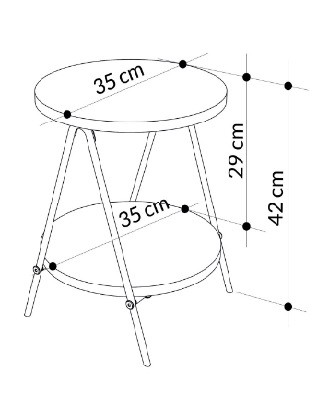 Yan Sehpa Essel Antrasit 42*35cm