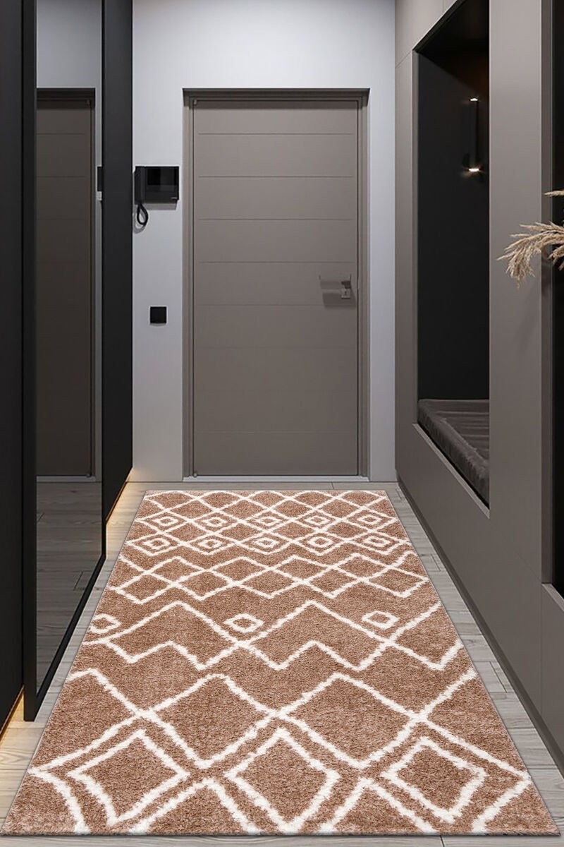 Puffy Yumuşak Dokulu Shaggy Kahve Krem 120X170