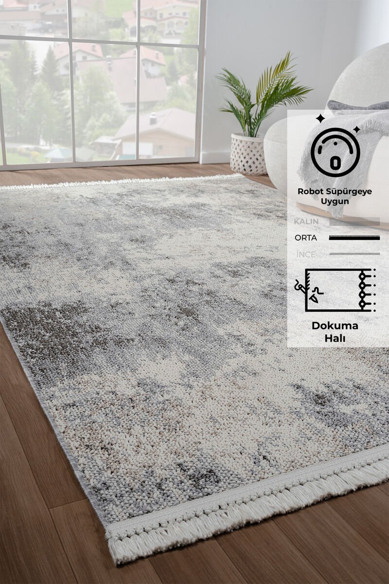 Bastia Halı Krem Gri 100x200