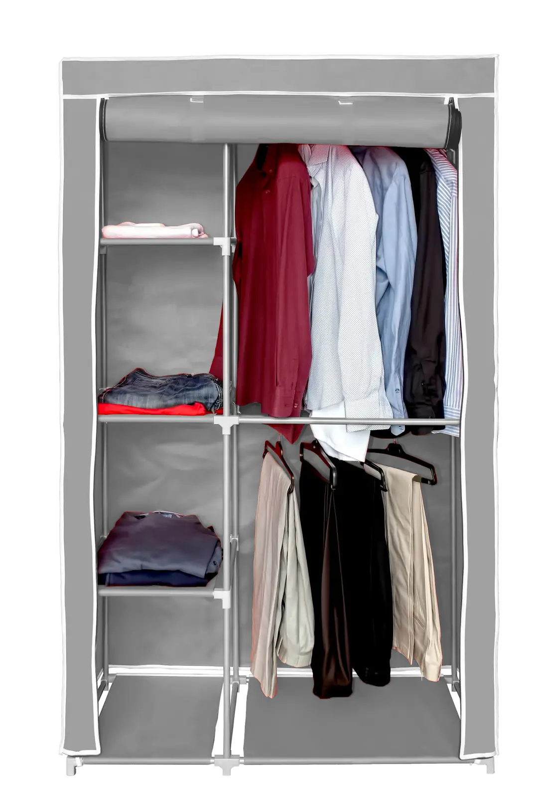 Cloth Wardrobe 5 Compartment Gray Duplex 170x177cm
